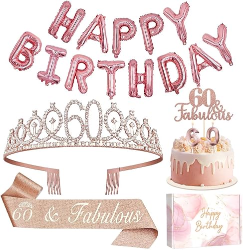 Decoraciones de cumpleaños número 21 para ella, incluye pancarta de letras de globos de feliz cumpleaños, corona y banda de tiara de diamantes de
