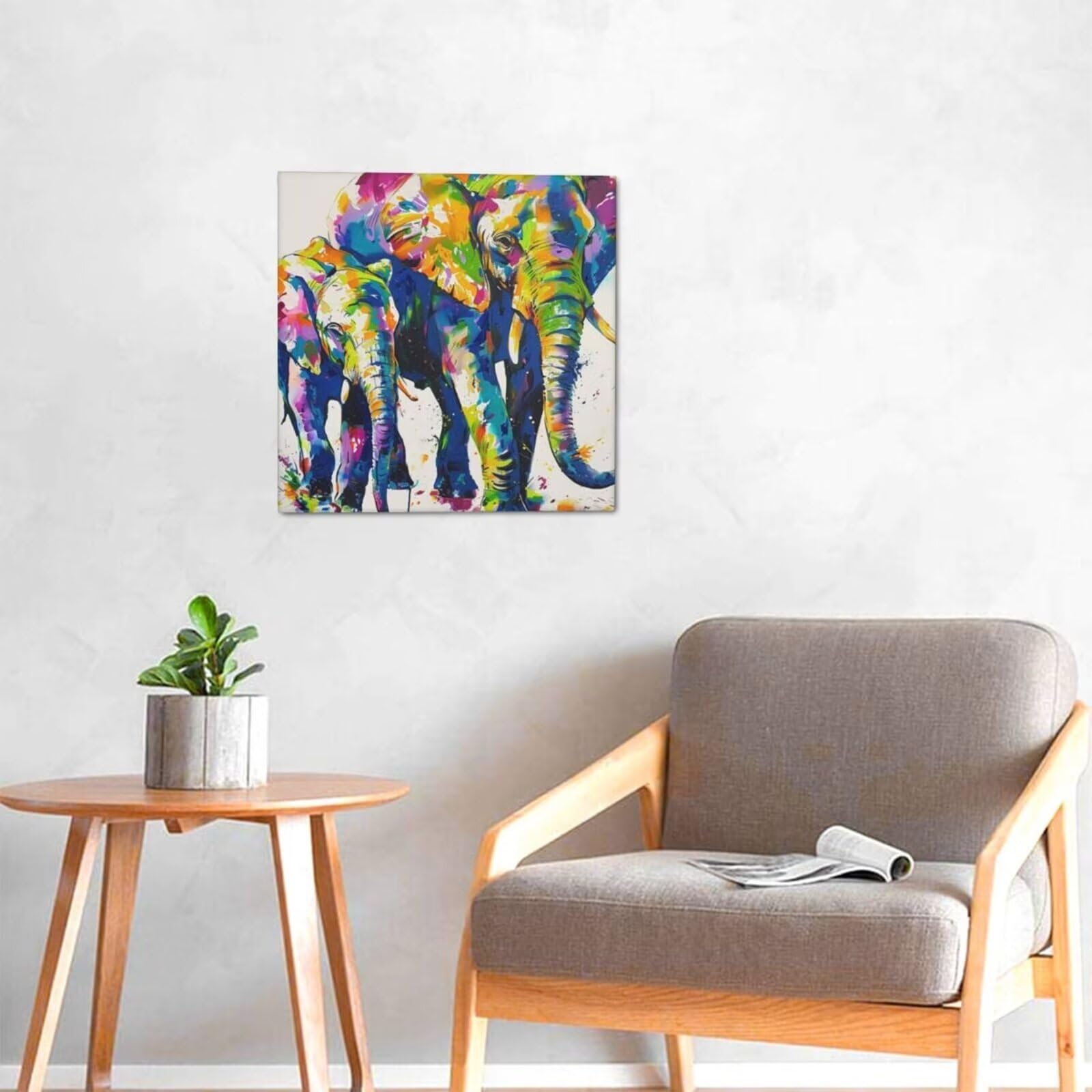 Peinture Par Numéros éléphant Coloré – Toile 40x50 Cm Sans Cadre, Kit Adulte Facile