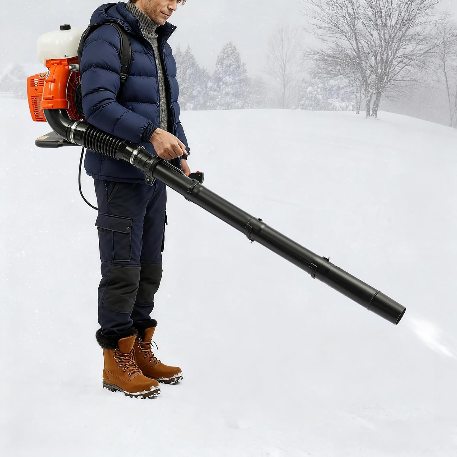41.5CC 2135W Gas Leaf Blower, 2-Stroke Backpack Gasoline Lawn Snow Blower, 7500Rpm 508.5 CFM Air-Cooled Single-Cylinder Vertical Gasoline Engine Yard Grass Lawn Blower w/2.3L/0.61Gal Fuel Tank