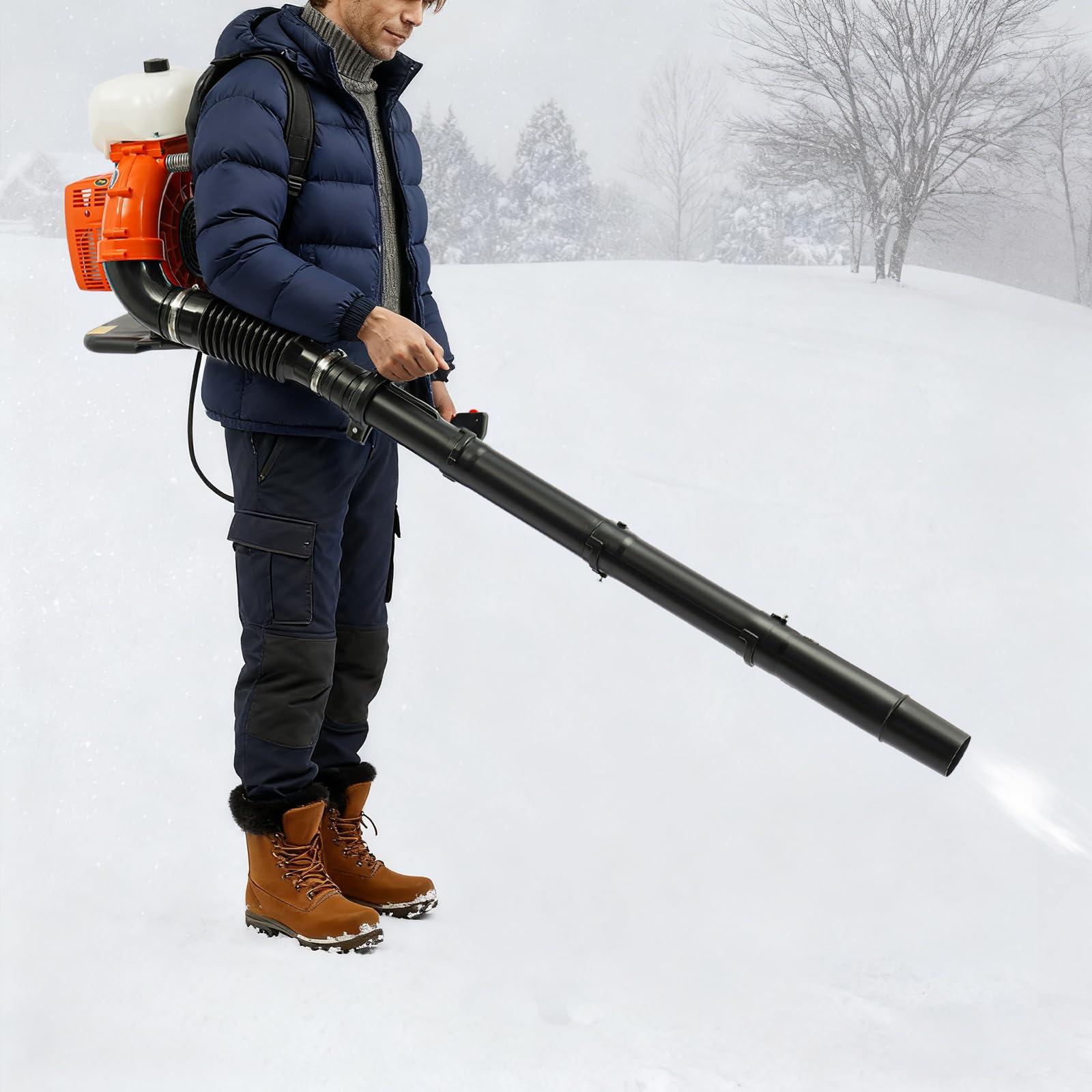 Soplador de hojas de gasolina extraíble, soplador de motor de 2 tiempos perfecto, soplador de hojas mochila de 41,5 cm con flujo de aire de 508,5 cfm, para áreas grandes - soplador trasero soplador de