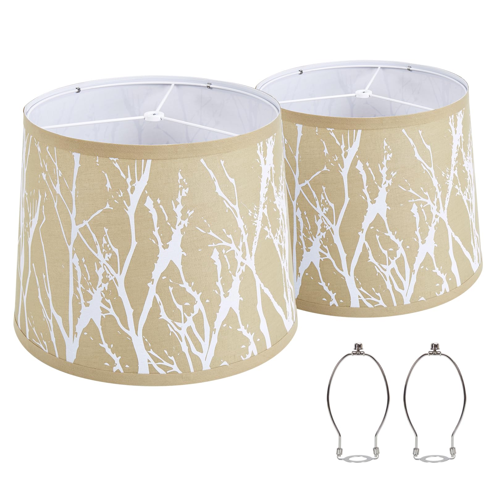 Bedside Lamp Shades Set of 2 Replacement, Drum Lampshades, 12.7" x 12.7" x 10 Inches Lampshades for Table Lamp, Floor Lamp, Pendant Light, Lamp Shade