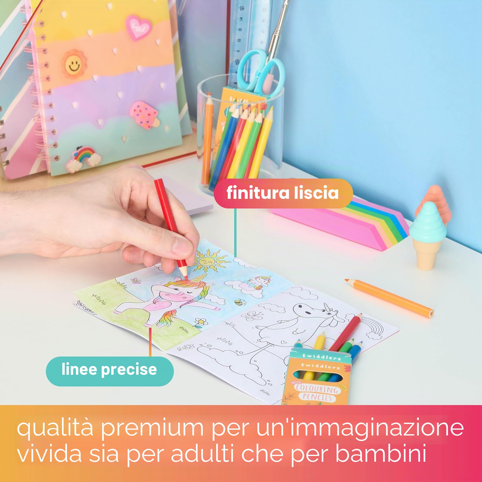 THE TWIDDLERS Set di 60 Astucci Matite Colorate, 6 Mini Matite Colorate per Scatola, 360 Totale, Cilindro rotondo di facile presa, Ideale per Regali di Compleanno per Bambini, Aule Scolastiche