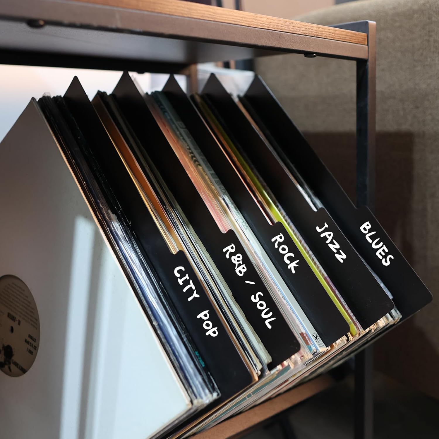 30 pcs Vinyl Record Dividers 12.9 Inches Black Double-Side Plastic Record Organizer for Album Crate and Vinyl DVD Record Organization