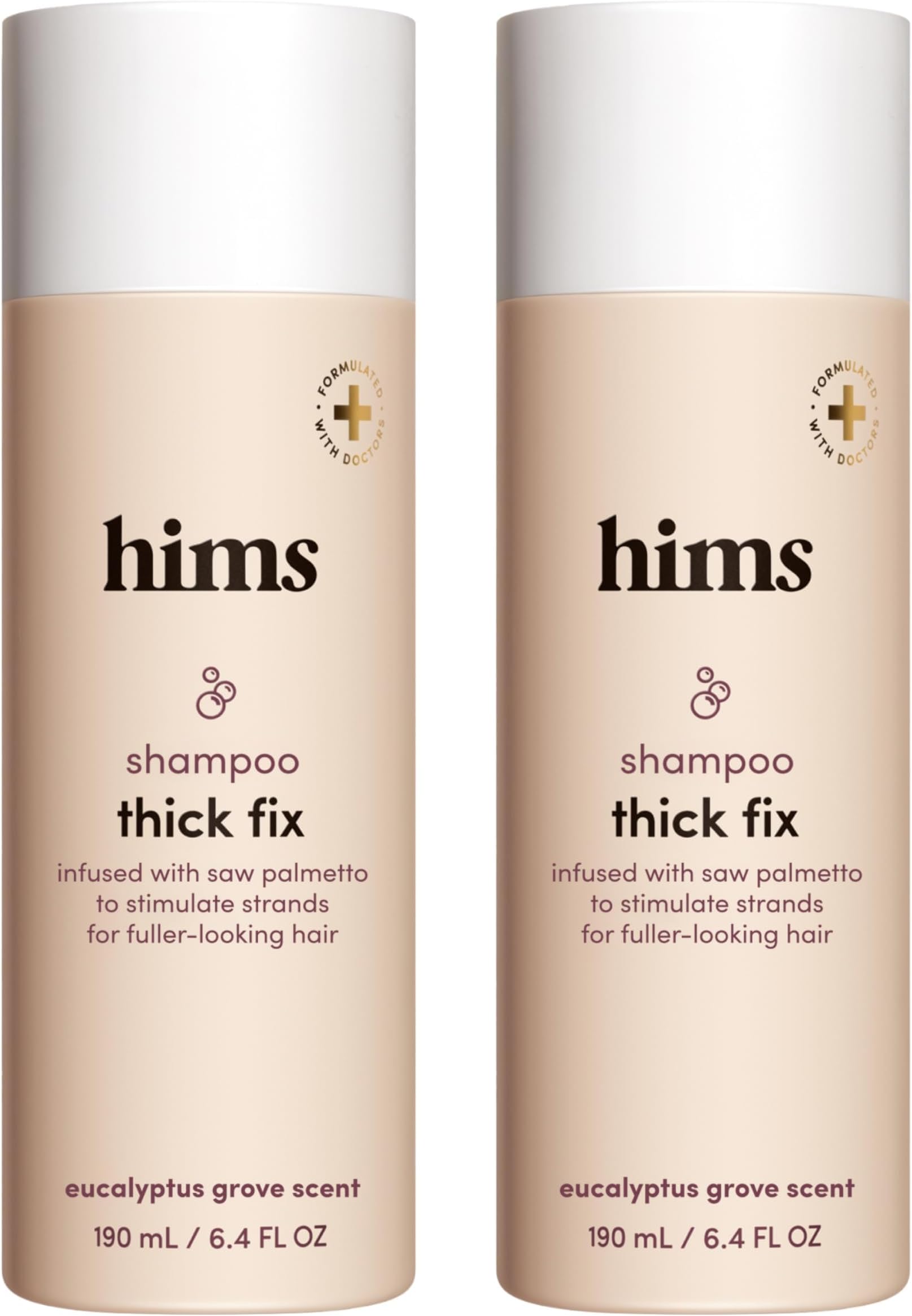 hims Thick Fix Shampoo for Men - Thickening Shampoo With Saw Palmetto and Niacinamide - No Parabens or Sulfates, Vegan and Cruelty Free - Fresh Eucalyptus Grove, 2 pack, 190ml
