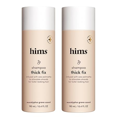 hims Thick Fix Shampoo - Saw Palmetto for Healthy Hair Growth & Thickening - Scalp Cleansing - Vegan, Sulfate-Free & Cruelty-Free - Eucalyptus Scent, 2 pack 6.4 fl oz