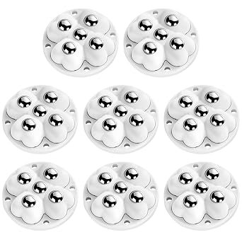 Self Adhesive Caster Wheels, 360 Swivel Stainless Steel Rollers,Low Profile Rollers for Kitchen Appliances Coffee Maker, Blender, Furniture, Storage Bins, Trash Can White-8 pcs