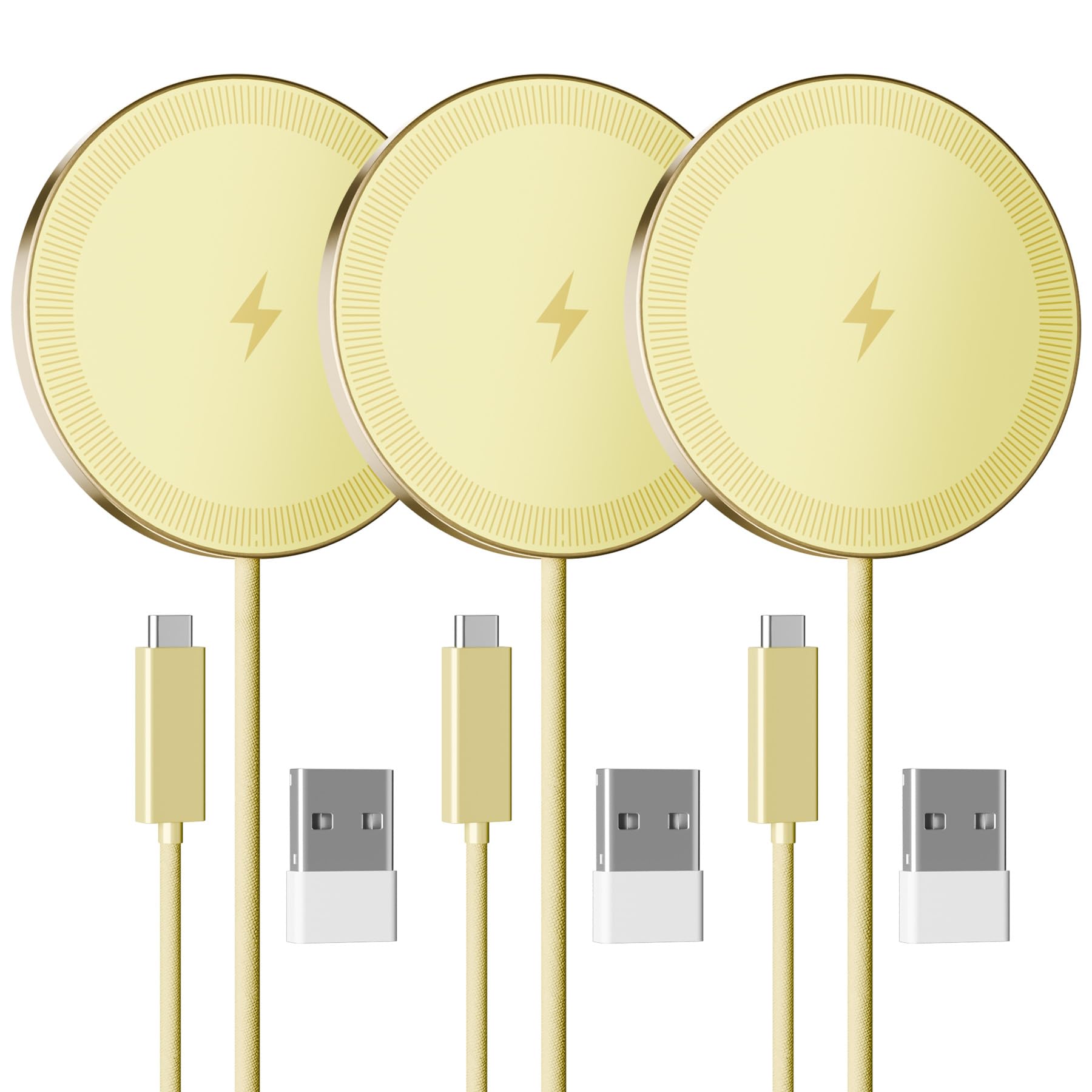 Qi2 Chargeurs Magnétiques sans Fil 15W, Lot de 3, Jaune Citron
