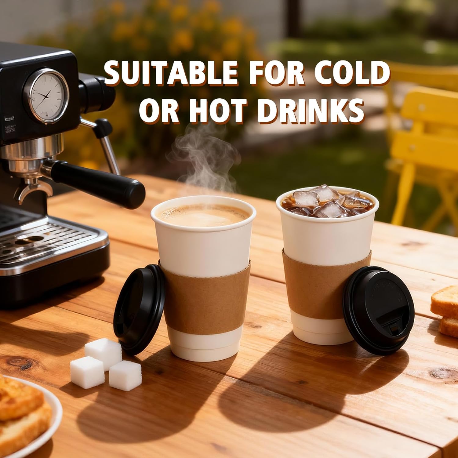 300 Pack Kraft Paper Coffee Cup Sleeves Disposable, Cardboard Cup Sleeves for Hot Drinks & Cold Drinks, Fit 10-20 oz Cups