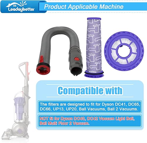 Miniatura 2 de Leadaybetter DC41 Filtros de repuesto y conjunto de manguera para aspiradora Dyson DC41, comparable con la parte 920769-01 y 920640-01 (1 manguera y