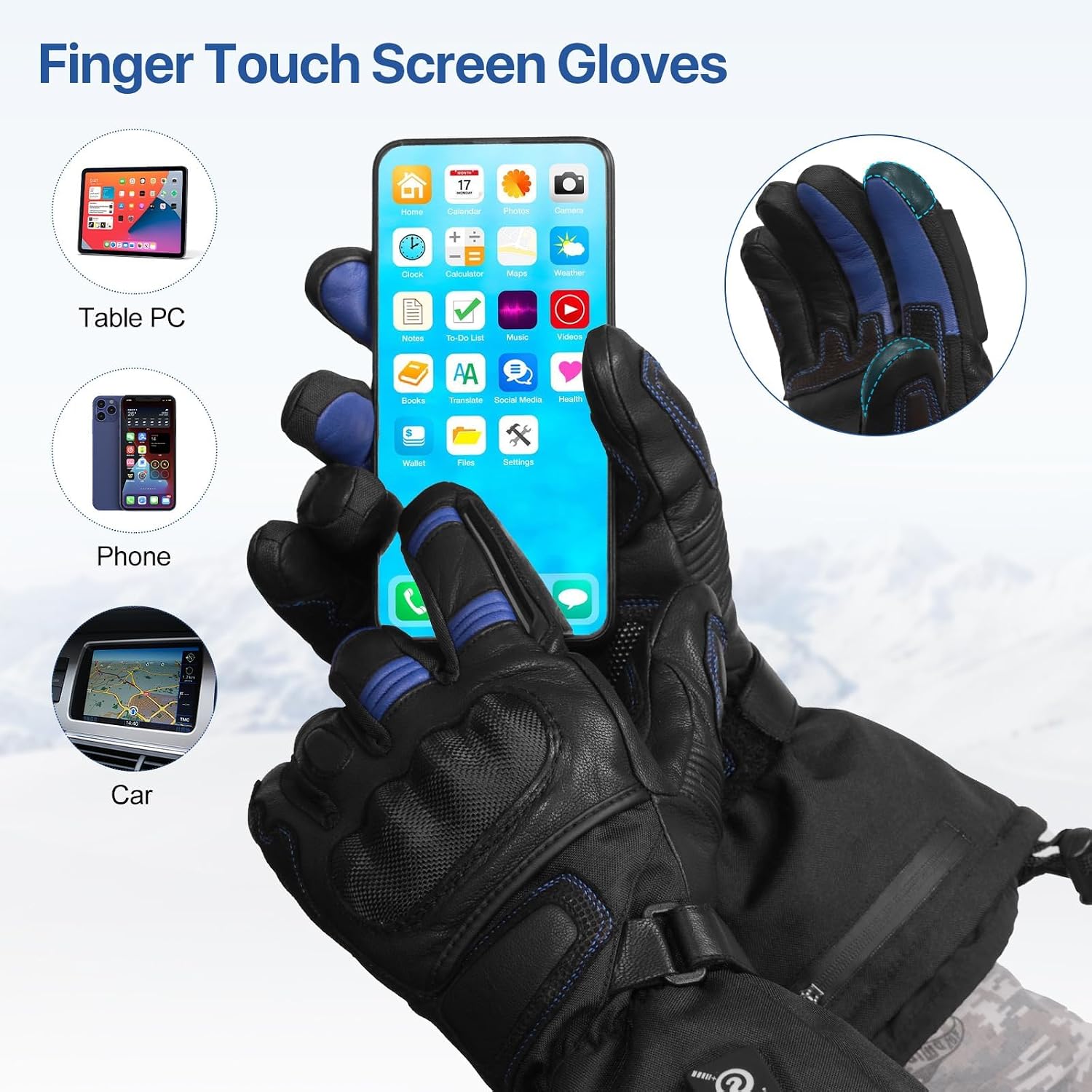 SAVIOR HEAT Heated Motorcycle Gloves for Men Women，Touchscreen 7.4V 3000mAh Rechargeable Battery Electric Gloves for Cycling Riding Snowmobile Skiing