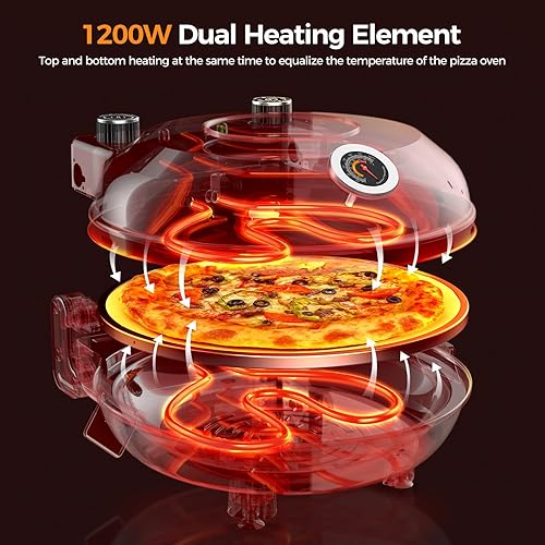 Miniatura 5 de CZP-12SWT - Horno de pizza portátil para interiores, encimera de 12 pulgadas, máquina para hacer pizza para el hogar, cocina de pizza