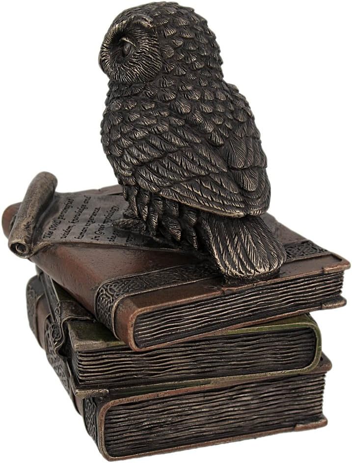 Veronese Design Bronzed Finish Wise Old Owl Trinket Box