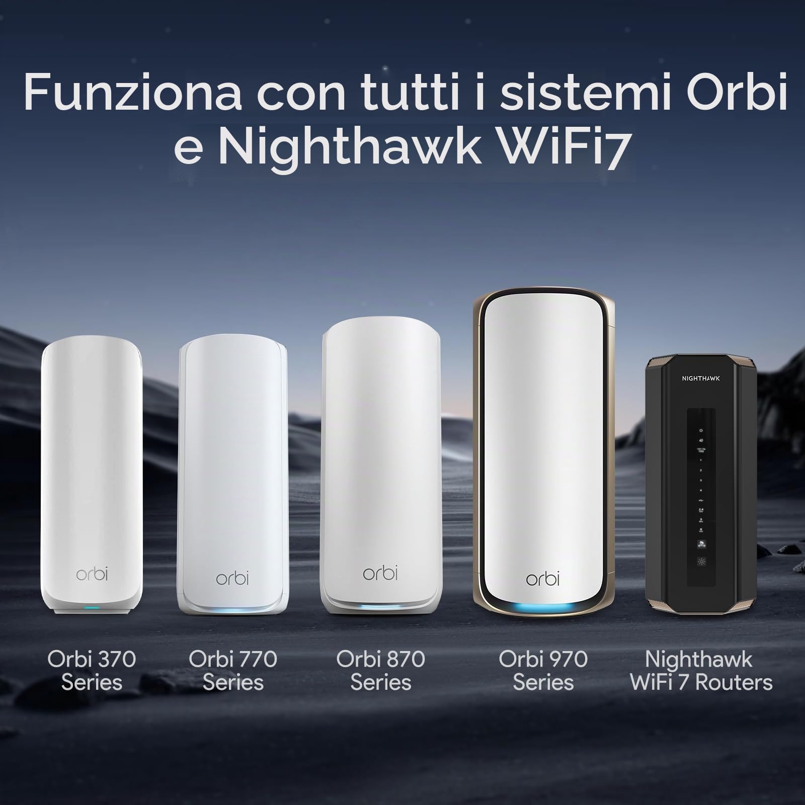 XLTTYWL Orbi WiFi 7, ABS Orbit 7, ottimizza lo spazio, compatibile con sistemi Orbi WiFi 7 Mesh e tutti i router Netgear Nighthawk Wi Fi 7 (RBEWMB-10000S) (nero, 2 pezzi)