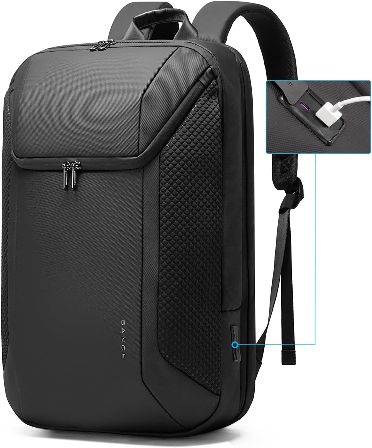 BANGE Men's Backpack for Work, Travel Laptop Backpack Fits 15.6 Inch Notebook, Business Work Backpack with USB3.0 Fast Charging Port…