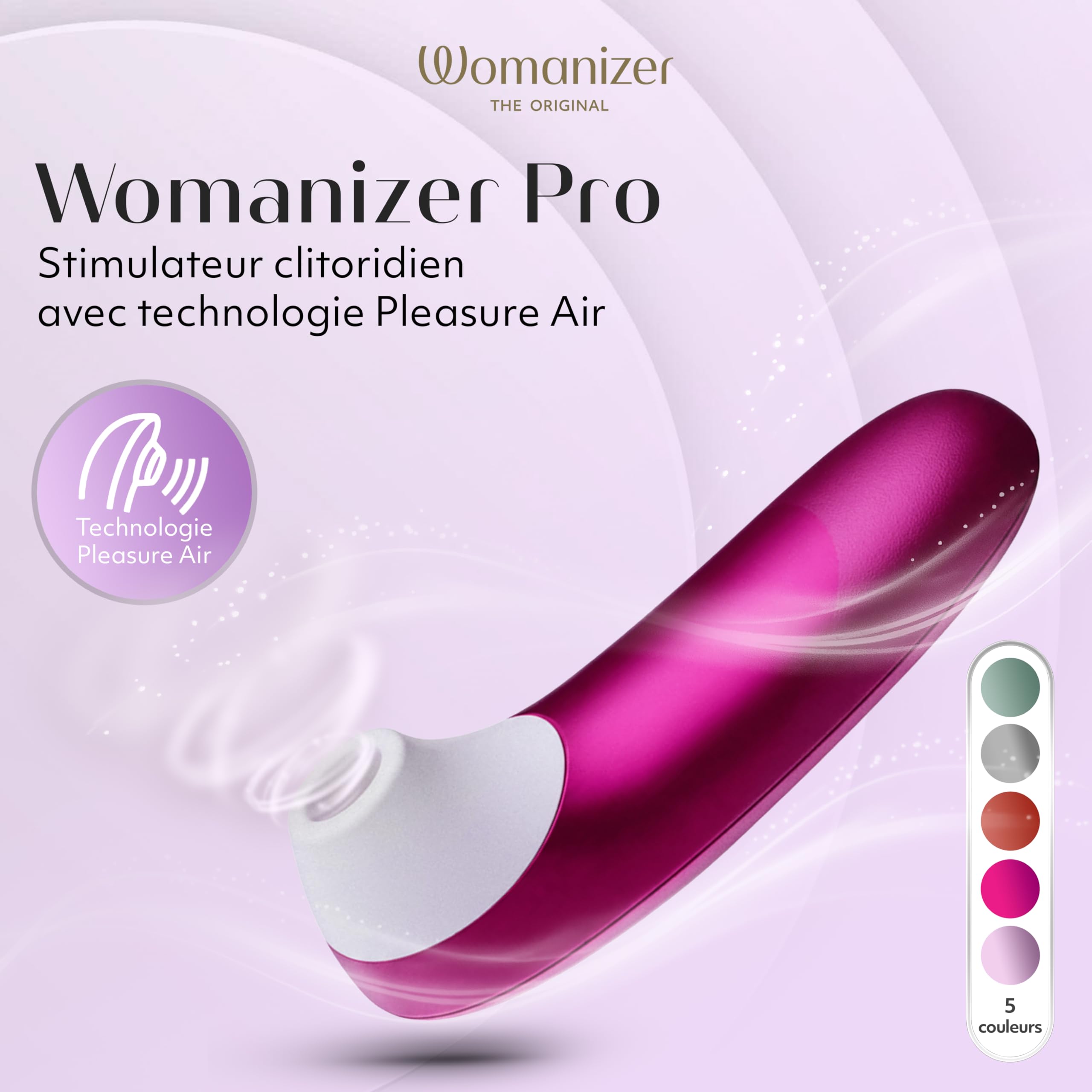 Womanizer Pro Stimulateur Clitoridien pour Femmes et Couples | Sextoy Vibrant | Aspirateur de Clitoris avec 11 Niveaux d’Intensité | Stimulateur Étanche pour Plaisir Intime | Rose