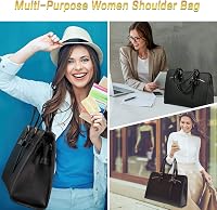 MATEIN Női Laptop Táska 15,6" - Vízálló PU Bőr Válltáska USB Töltőporttal, Kivehető Kulcstartóval és Kiegészítő Clutch Táskával - Fekete 7
