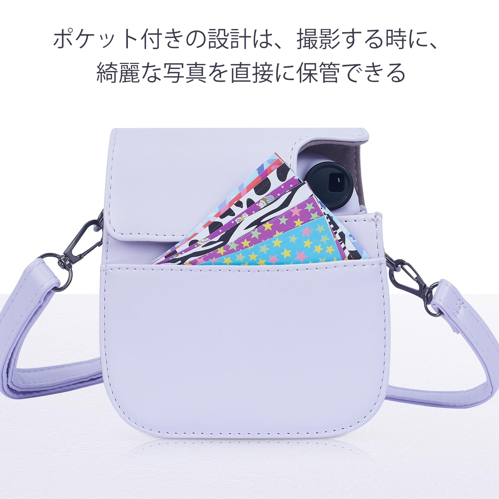 Leebotree Mini 12 Cámara Instantánea Funda Compatible con Instax Mini 12 / Mini 11 Cámara Instantánea, Bolsa de Transporte Fabricada en Cuero, Dispone de Una Correa de Proteger y Bolsillo — view 3