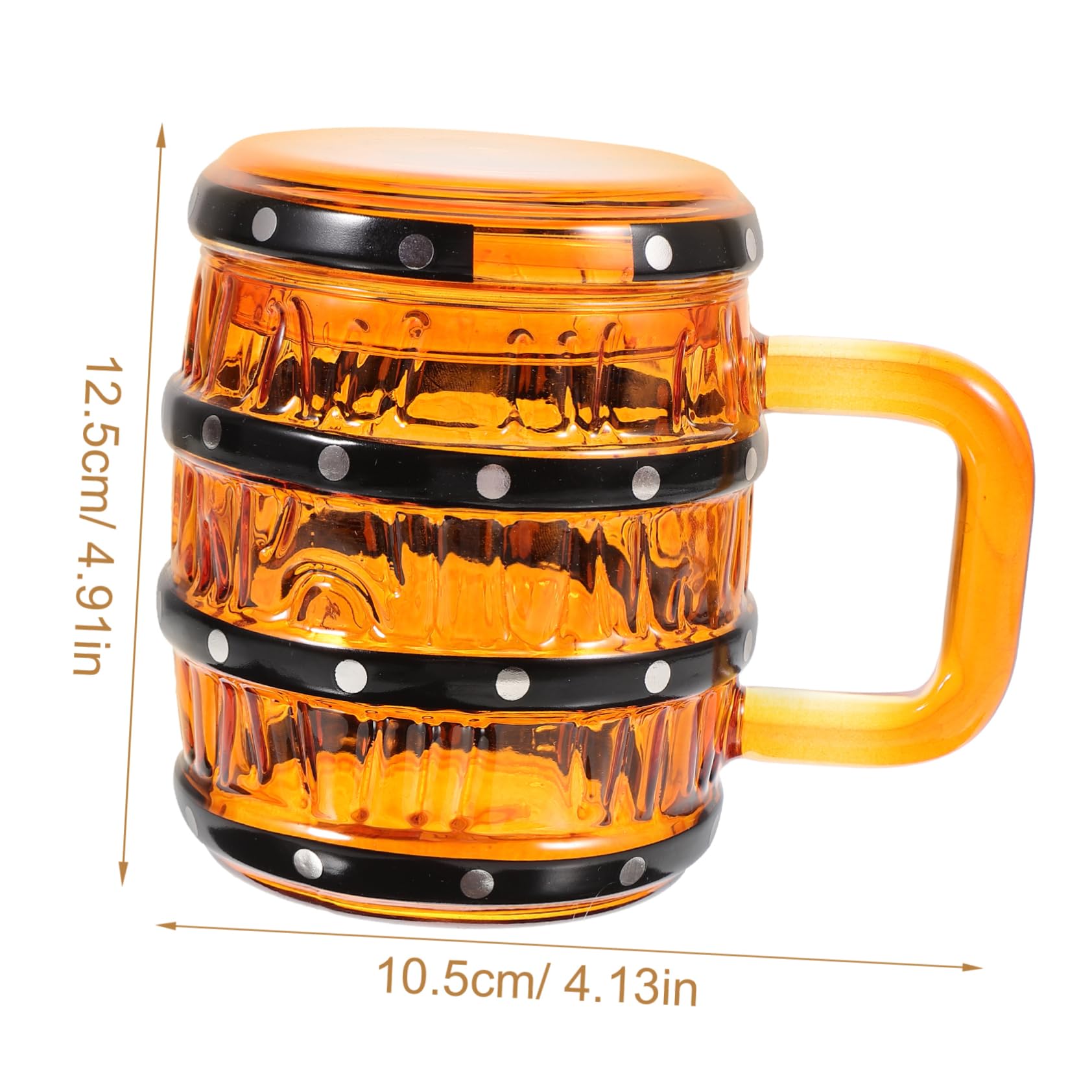 LIFKOME Boccale Birra in Vetro 470ml Marrone Coperchio Stile Retrò