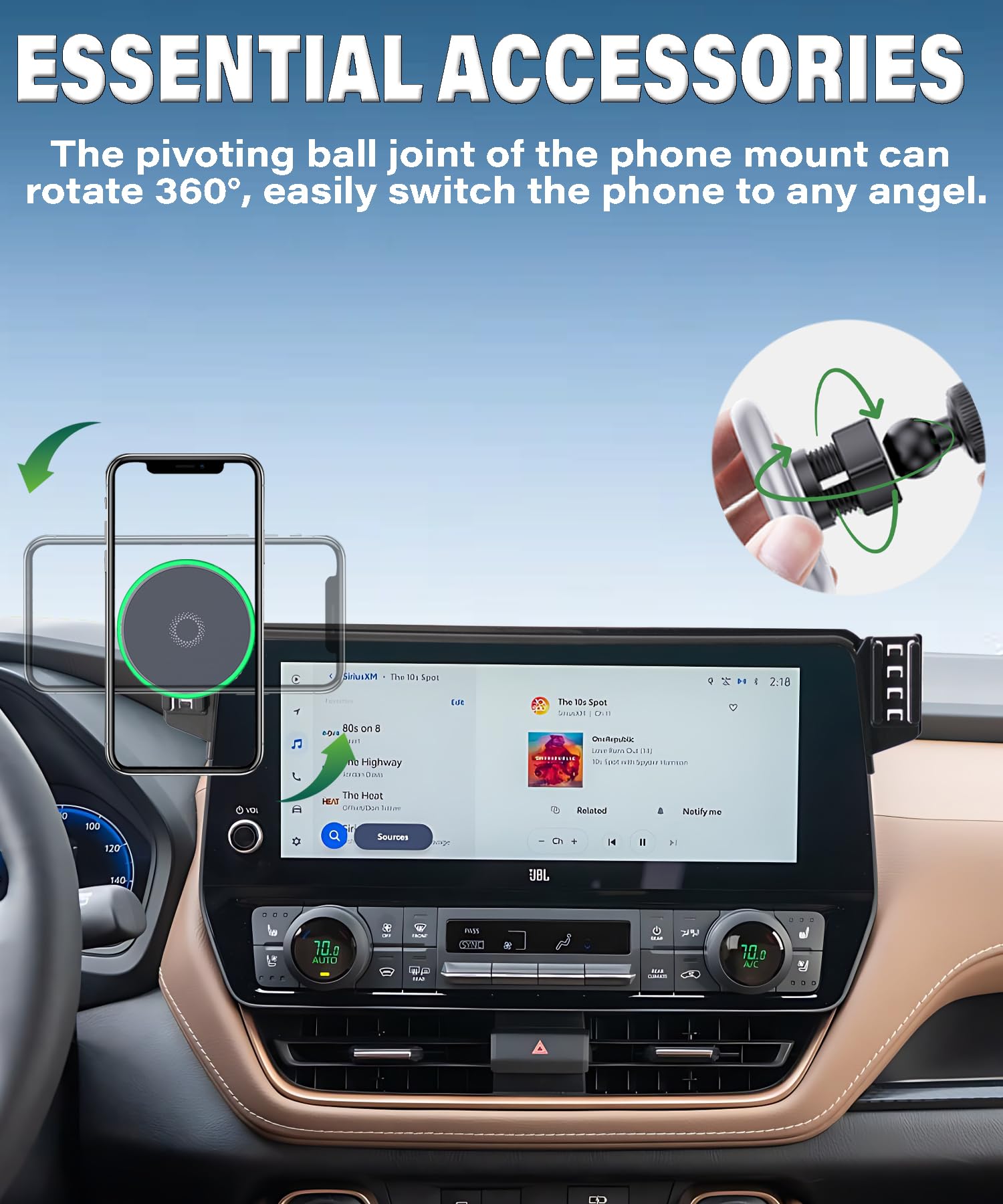 Samochodowy uchwyt na telefon do Toyota Grand Highlander/Grand Highlander Hybrid 2024 2025 Akcesoria Zastosuj do ekranu dotykowego 12,3-calowego ekranu szybkiej ładowarki bezprzewodowej