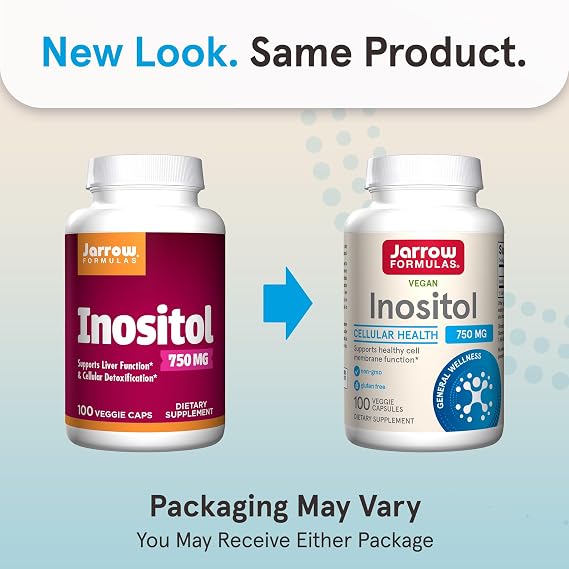 Jarrow Inositol 750 mg, Dietary Supplement, 100 Capsules | Liver Support Supplement For Cellular Health And General Wellness, Inositol Supplement, Wellness Support