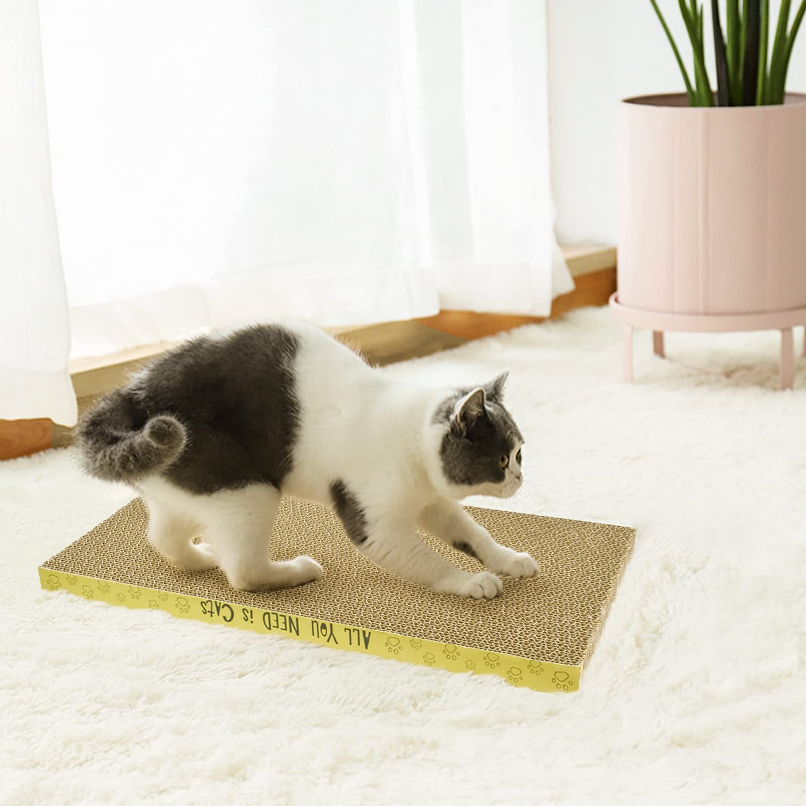 AccEncyc Rascador de cartón para gatos, Rasqueta para gatos de interior, 17 x 8.3 x 1 pulgadas, rascador corrugado de doble cara, suministros reutilizables para gatos, 1 paquete