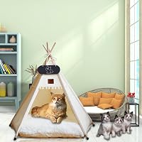 Cort pentru câini și pisici Mooipet Teepee cu pernă față-verso, culcuș detașabil și lavabil, căsuță pentru animale cu tablă de scris 5