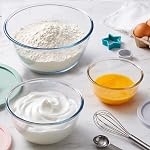 Glass Mixing Bowls with BPA-Free Lids Set of 3, Borosilicate Glass Nesting Bowls for Mixing, Food Prep and Storage, Microwave Dishwasher Freezer Safe, Airtight Kitchen Bowls Set 0.7L, 1.5L & 2.7L