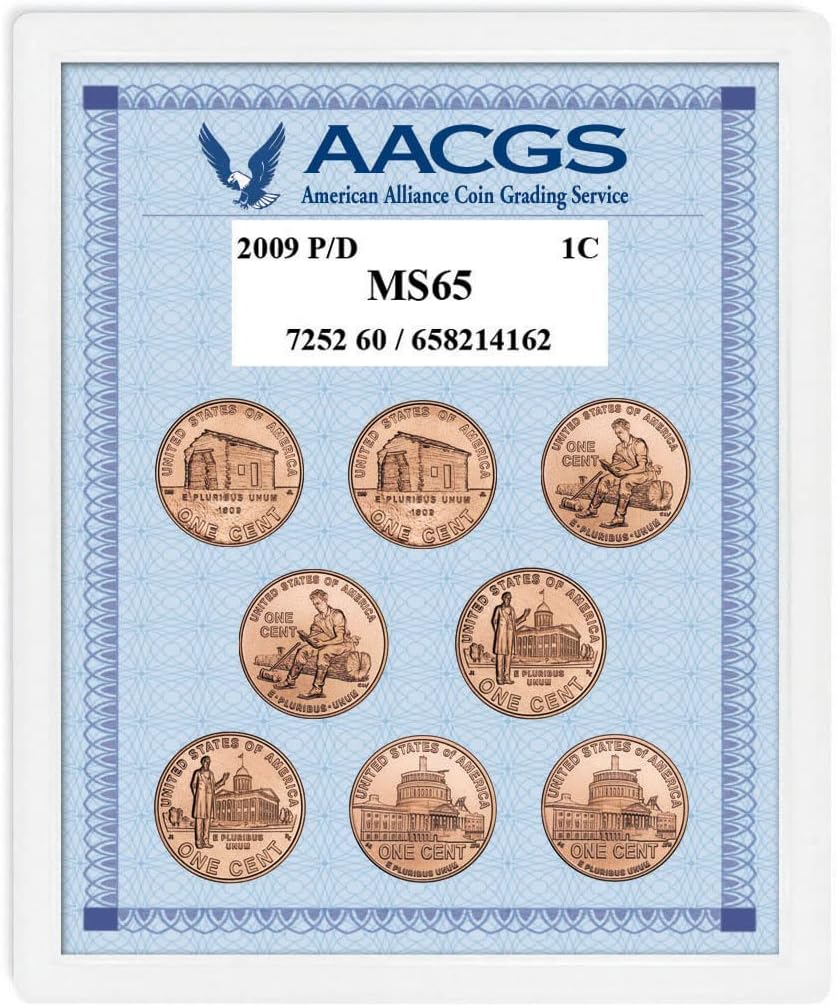 American Coin Treasures 2009P and D Lincoln Bicentennial Pennies Graded MS65