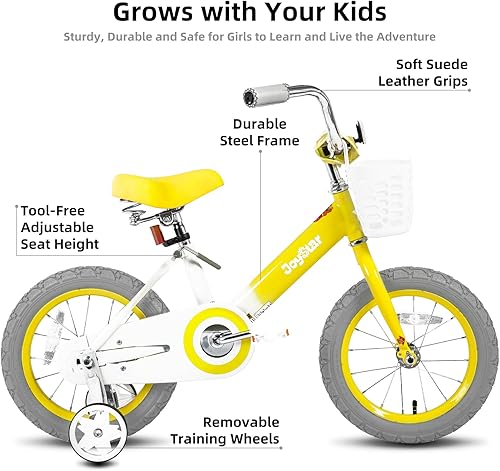 Miniatura 2 de JOYSTAR Toddler and Kids Bike with Training Wheels & Basket, 12 14 16 Inch Girls Bike Ages 2-7 Years Old Kids, Multiple Colors