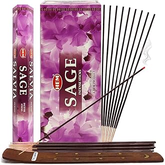 TRUMIRI Sage Incense Sticks & Holder Bundle: 120 Sticks (6 Packets of 20), 1 Holder