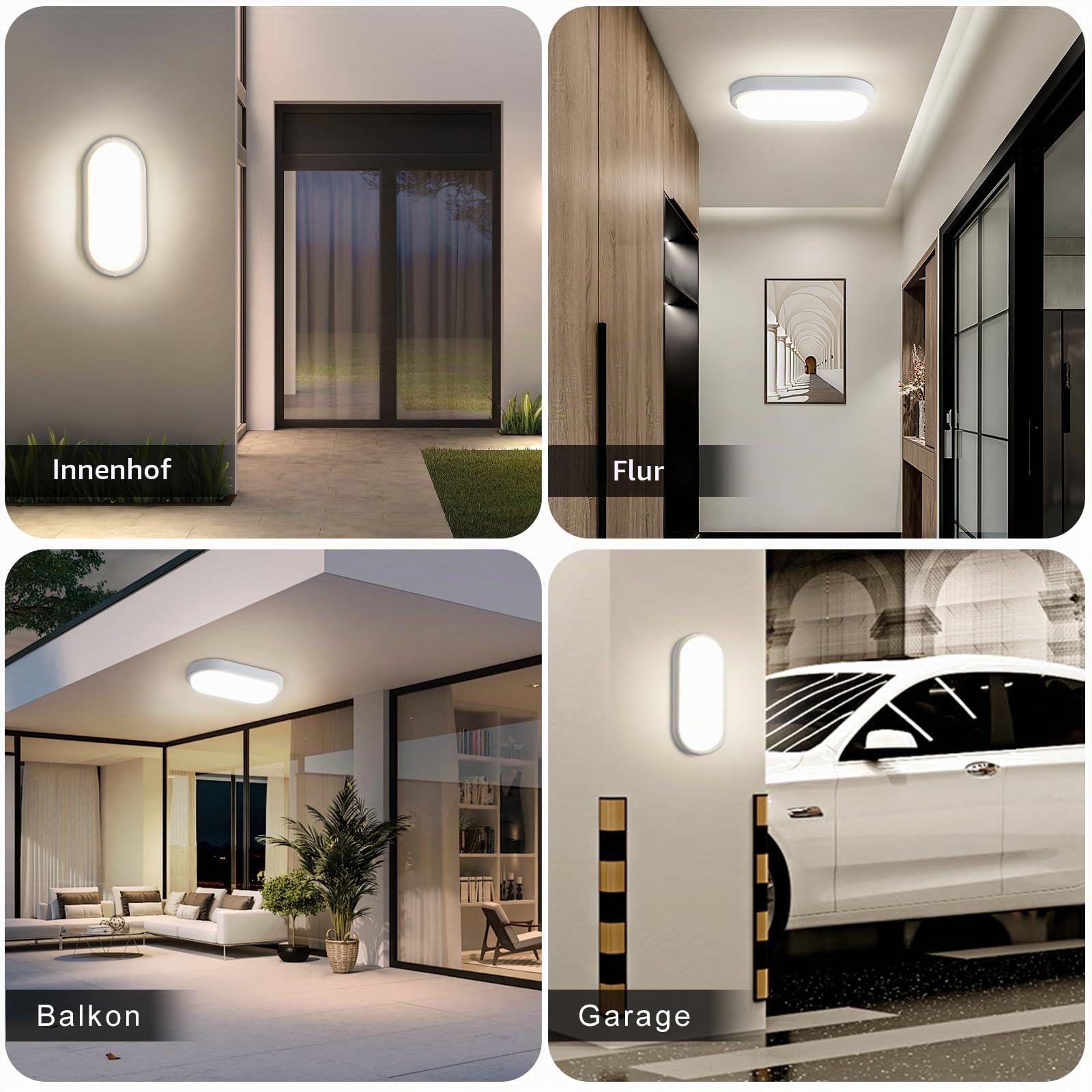 LED Lampe Wandleuchte mit Bewegungsmelder Innen, 2-Stück 18W 1800LM Kellerlampe Deckenleuchte Wandlampe, IP54 Deckenlampe Kellerleuchte Feuchtraumleuchte für Decken Keller Flur Treppe Garage