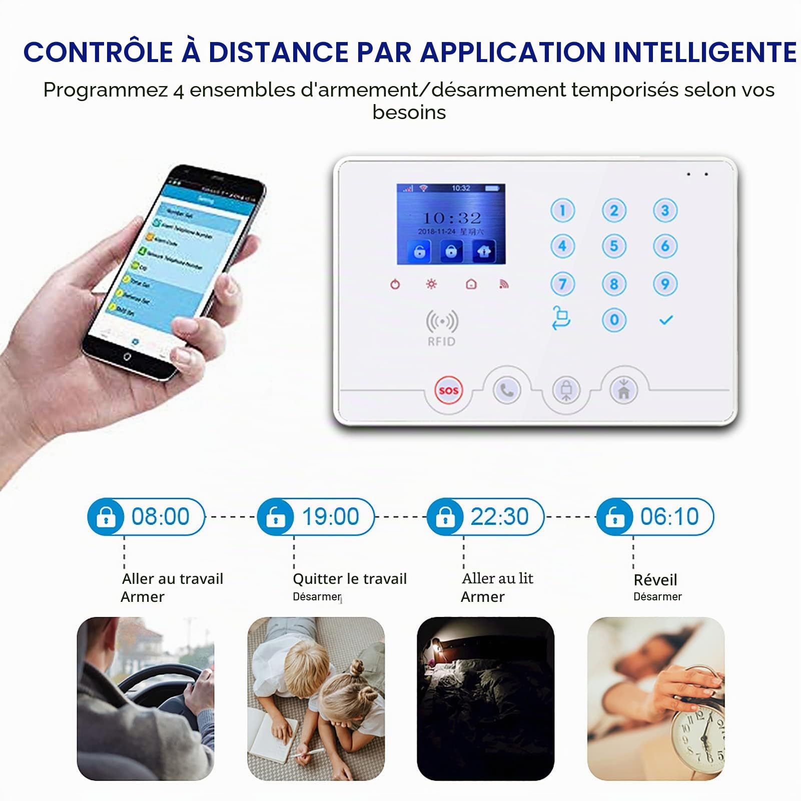 Wolf-Guard Alarme Maison, Système d'Alarme Domestique WiFi 4G/GSM sans Fil avec Sirène 120 DB