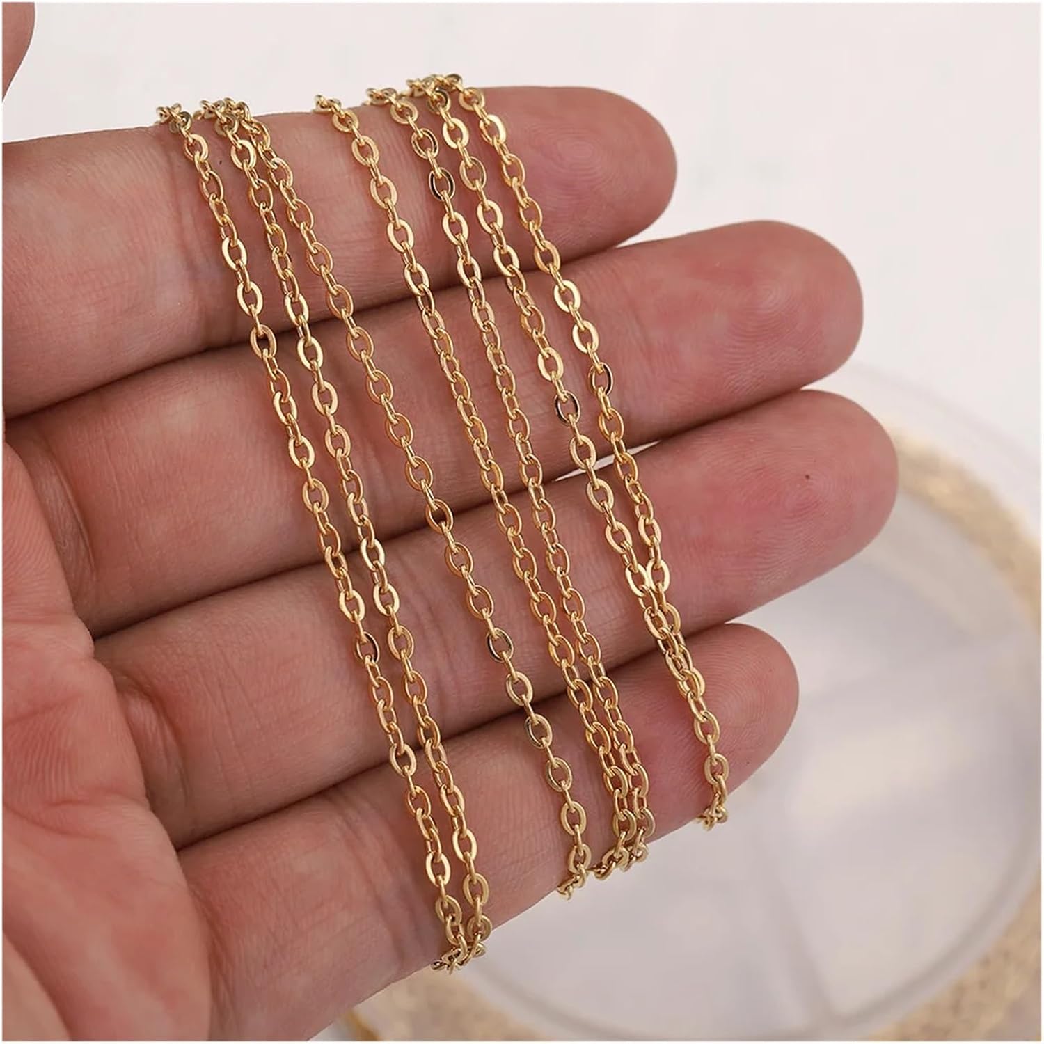 Stainless Steel Chain for Jewelry Making 10 Meters Gold Stainless Steel Jewelry Making Kit Cable Chain Lobster Clasp and Opening Jump Ring DIY Jewelry Necklace(Steel 1.5mm)