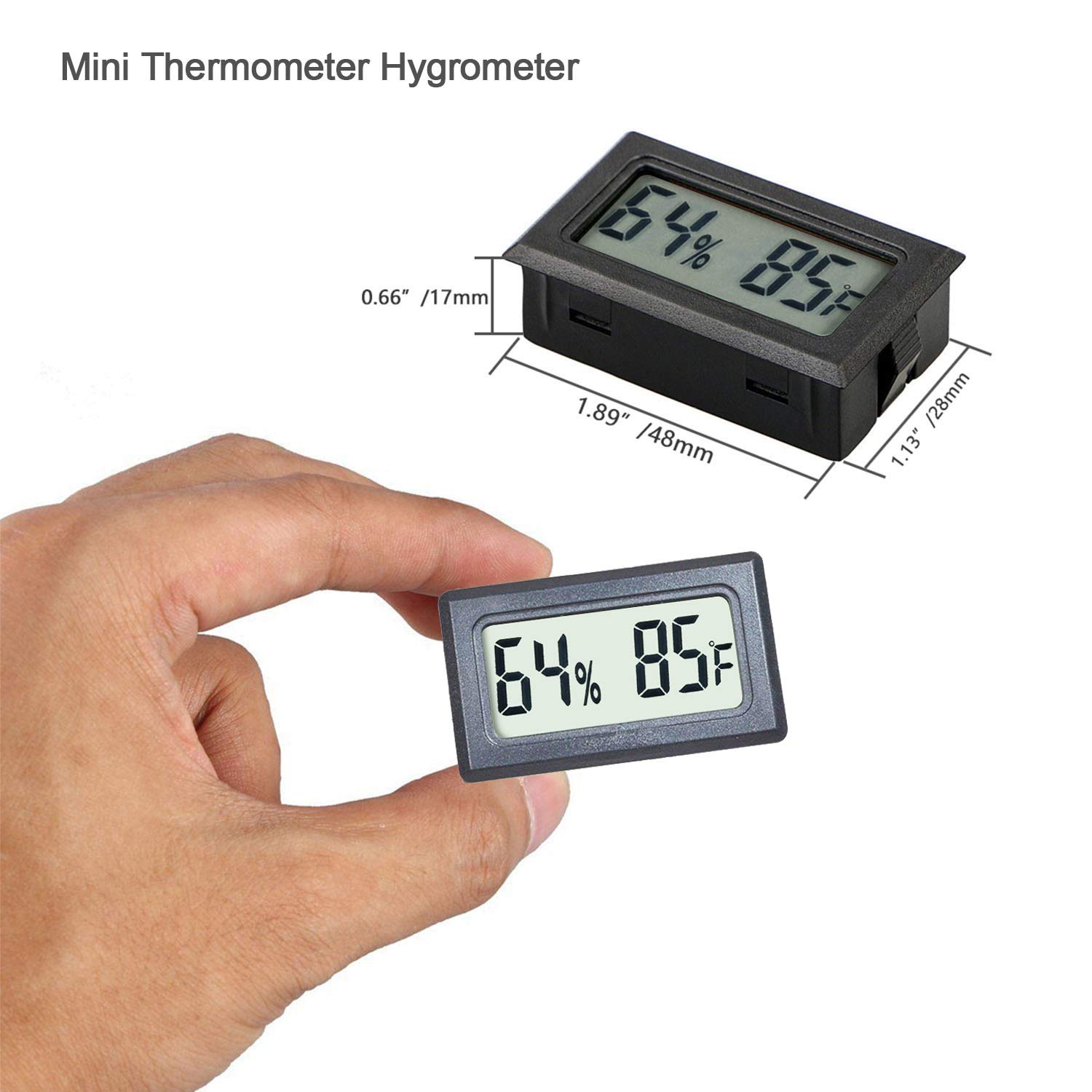 Termometro e igrometro per rettili, misuratore di temperatura interna Fahrenheit ℉, mini umidità digitale per esterni, ufficio, barattoli, incubatori, custodia per chitarra (1)