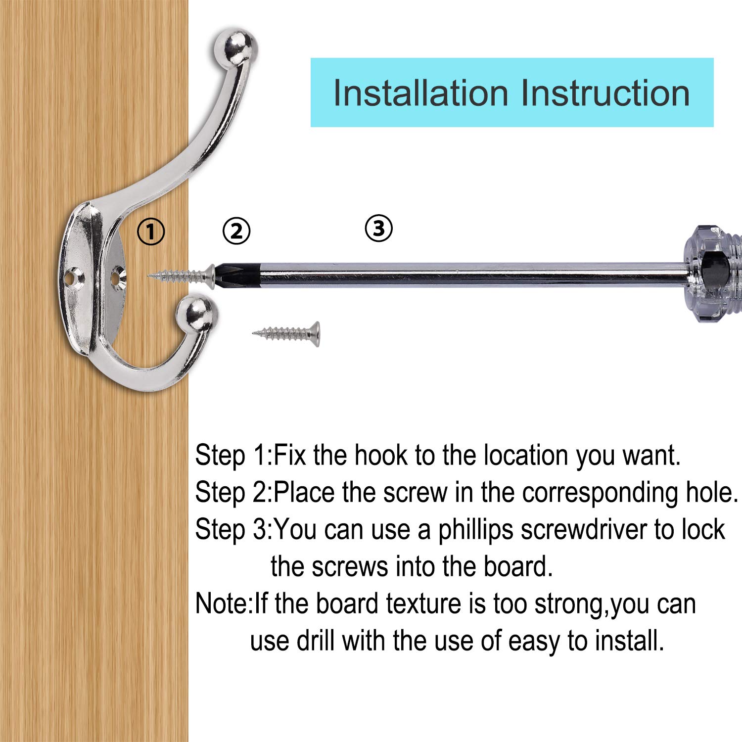 Ganci Appendiabiti Vintage Argento - 8 Pezzi Con Viti, Per Cappotti, Cappelli, Borse - Foto 3