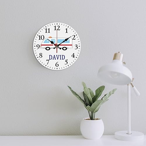 Miniatura 3 de Excmoky Reloj de ambulancia personalizado de dibujos animados, para habitación de niño, moderno, silencioso, sin tictac, para sala de estar, cocina,