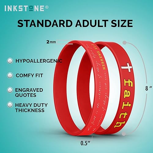 Miniatura 6 de Paquete de 12 pulseras inspiradoras cristianas de la Biblia, paquete variado, con textos Faith, Hope, Love, Power, Grace, Strength, paquete al por