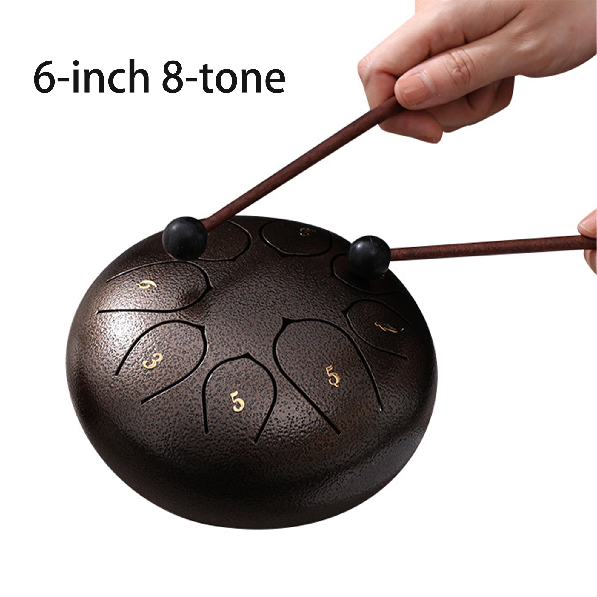 Maglio Incluso Rilassamento Steel Tongue Drum 6 Pollici - Tamburo A 8 Note Con Maglio Per Meditazione E Musicoterapia Strumento Percussione Acciaio - 10