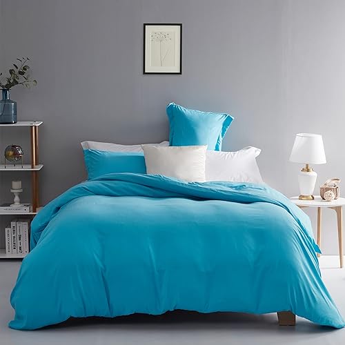 Ventidora Juego de funda de edredón de 3 piezas de microfibra cepillada suave, 1 funda de edredón, 2 fundas de almohada con cierre de botón y lazos