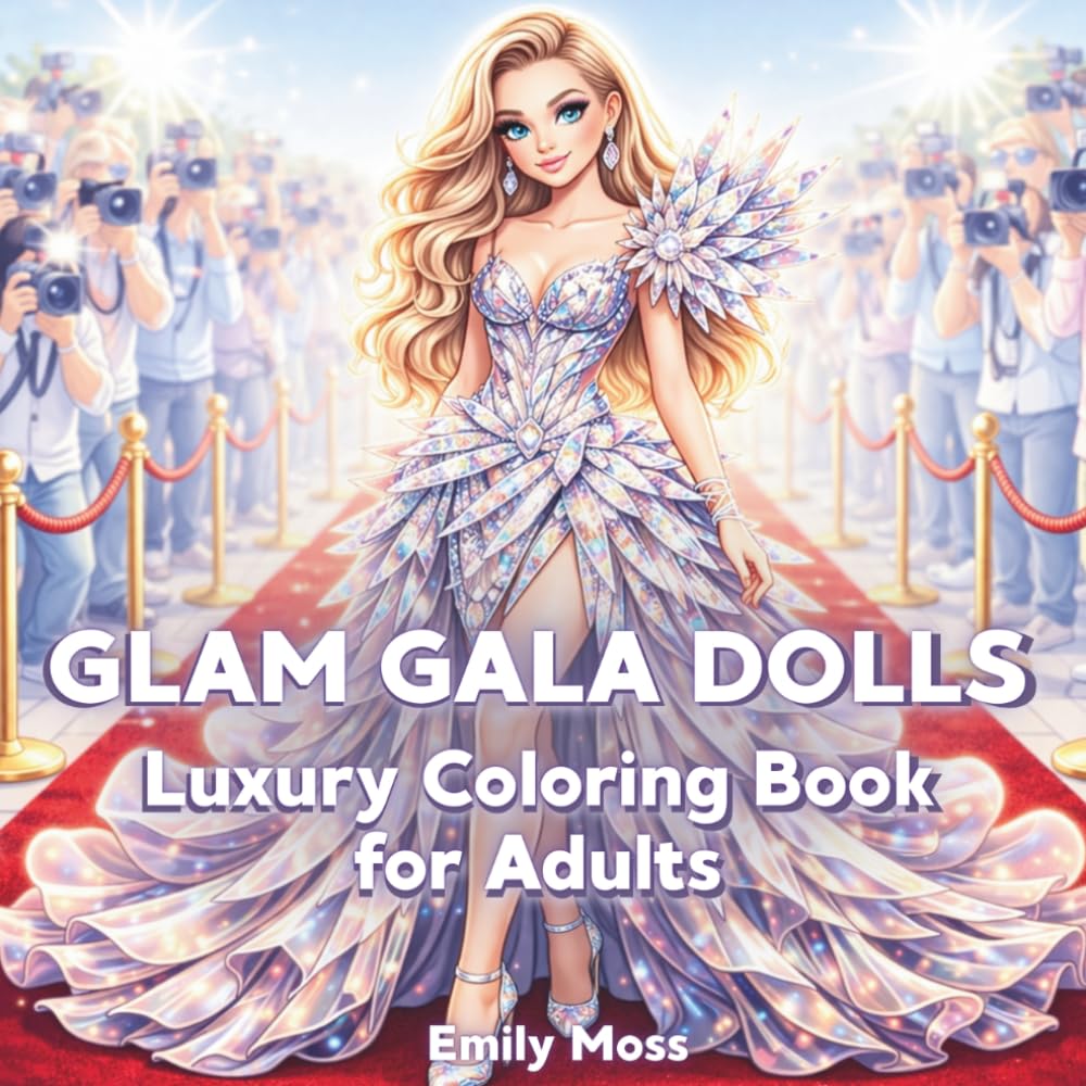 Glam Gala Dolls Luxury Coloring Book for Adults: 50 Fashion Dolls, Red Carpet Looks, and Couture Designs to Color & Shine (Glam Dolls Collection)