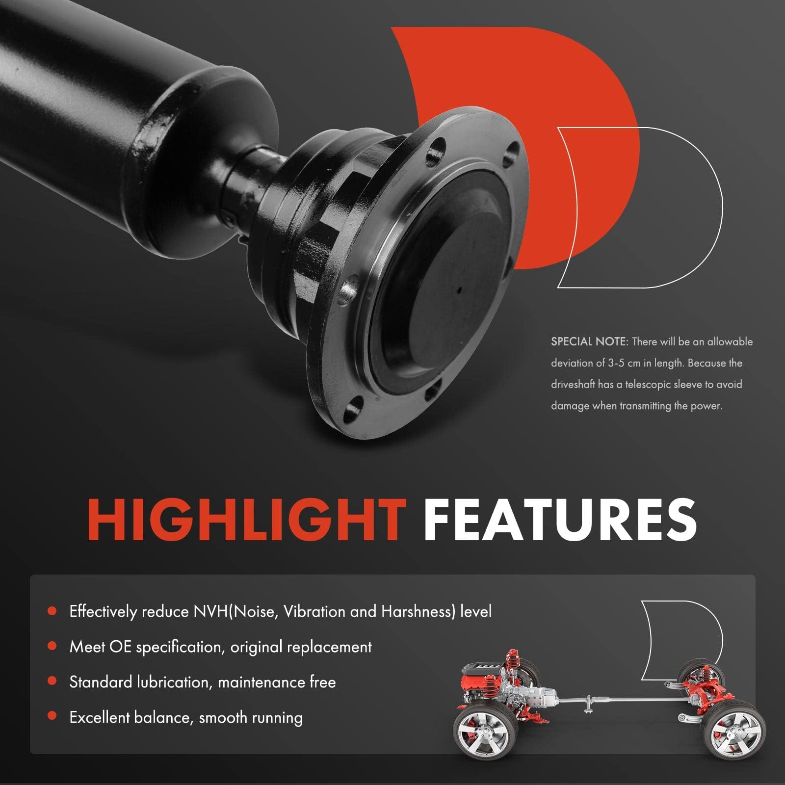 A-Premium Rear Complete Drive Shaft Prop Shaft Driveshaft Assembly