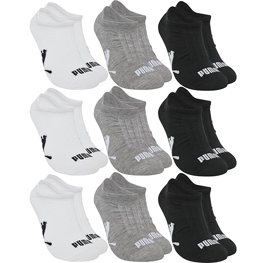 Kit 9 Pares de Meia Puma Cano Baixo Sapatilha Invisível Soquete Esportiva Feminina Adulto