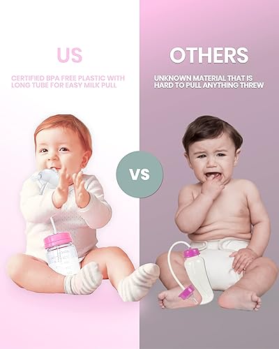 Miniatura 9 de Skywin Portabotellas de 8 onzas para bebé (rosa) - Paquete de 2 biberones con pajilla, anti cólicos, para una alimentación cómoda