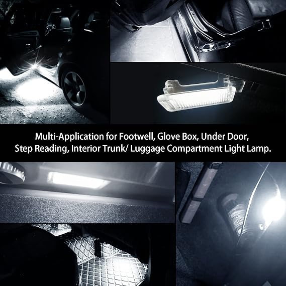 LED Footwell Boot Lamps, Car Courtesy Glovebox Bulb Luggage Trunk Lights Lamps. 18 SMD 12V Pure White Compatible with Skoda Fa-bia Mk1/Mk2 5J Oc-tavia Mk2/3 Room-ster Superb Ko-diaq, 2 Pieces