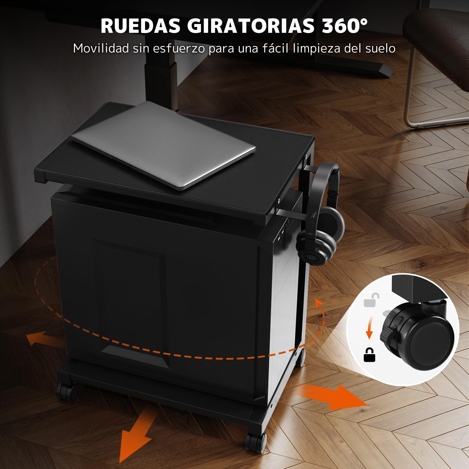 Soporte Torre PC Altura Ajustable 2 Niveles, con Ruedas y Alfombrilla, para Carcasas ATX hasta 40kg/Nivel, Soporte bajo Escritorio para Ordenador e Impresora, Negro