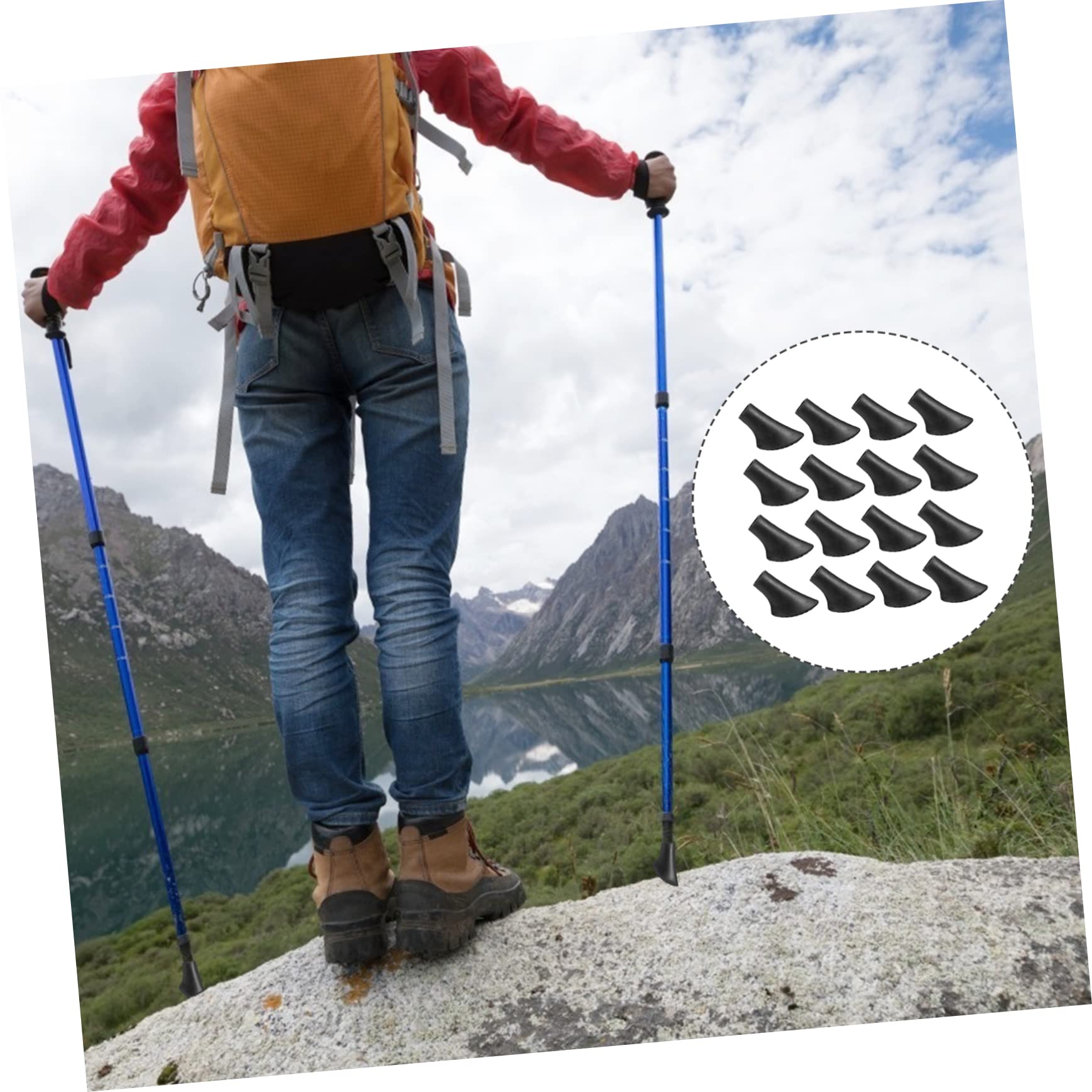 Yardwe Trekkingstock-spitzenset Zusammenklappbar Beschützer Griff Abs Trekking Pole Foot Covers Trekking Pole Tips Polspitzenschutz Wanderstöcke Gummifüße PVC Black