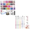 MEFA 56 Pcs Gel Nail Polish Kit with U V Light and Nail Art Brushes Set, 32 Colors All Seasons Soak Off Gel Polish Nail Set with MatteGlossy Base Top Coat, 8 Pcs Nail Brushes and Nail Art Palette