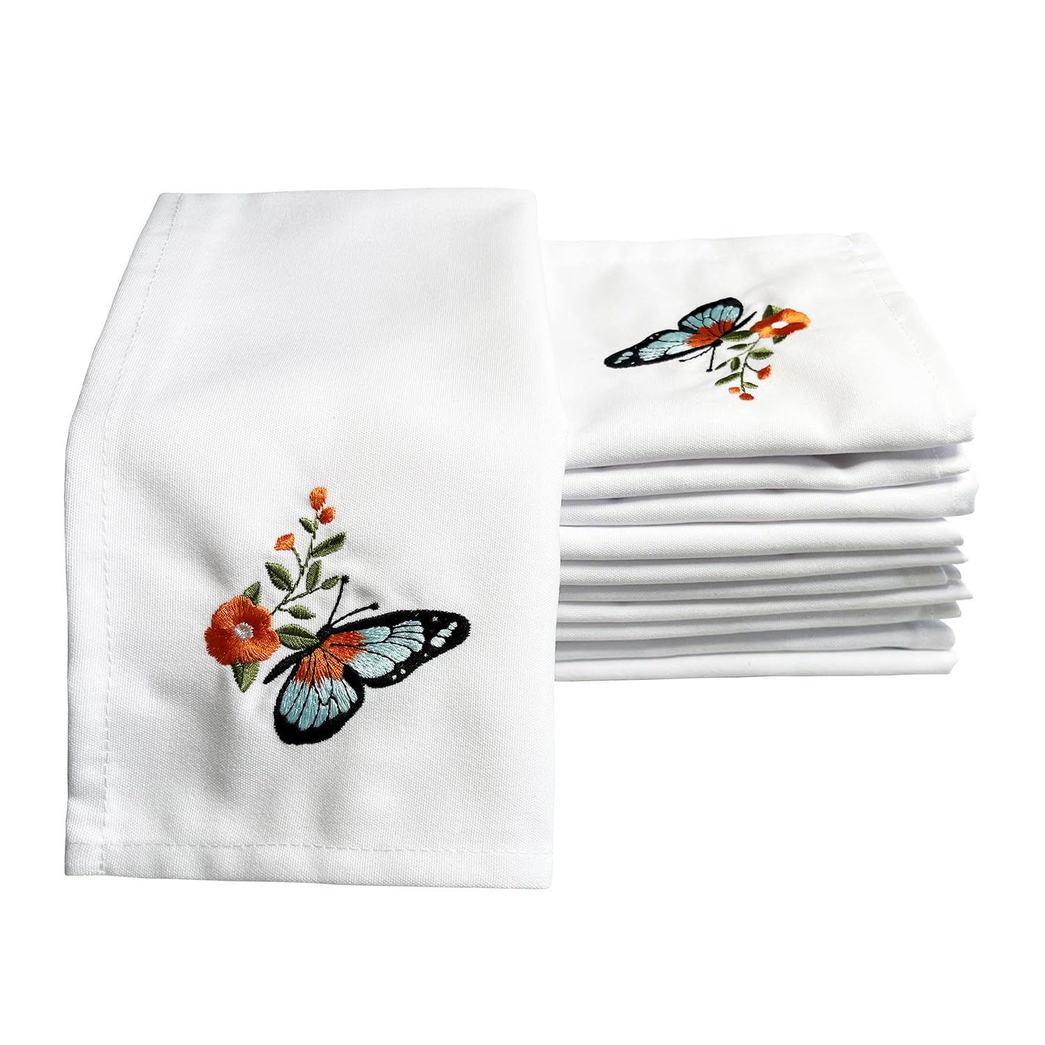 Alevel Servilletas de tela de 20 x 20 pulgadas, paquete de 12 servilletas bordadas, diseño avanzado de bordado personalizado