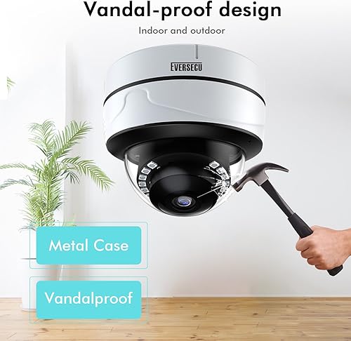 Miniatura 2 de EVERSECU 1080P Ik10 Cámara de seguridad con domo de metal analógico HD a prueba de vandalismo con LED infrarrojos, 2MP (HD-TVIAHDCVIAnalógico) 4 en
