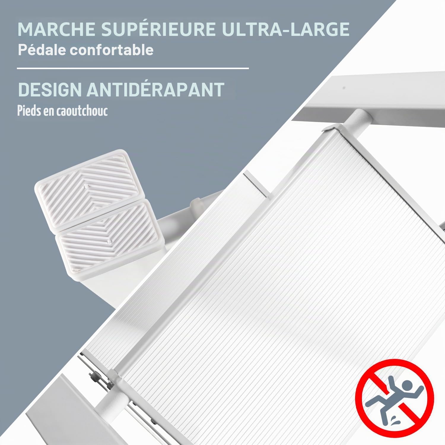 Eulenke échelle Pliante en Aluminium, Escabeau Pliant léger, 4 marches aveaoutchouc antidérapants, capacité de Charge jusqu'à 150 kg, échelle de Bureau, argenté